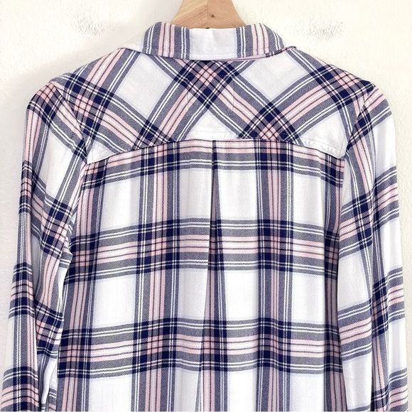 Rails Hunter Plaid Button Down Long Sleeve Shirt White Navy Pink XS - Picture 5 of 12